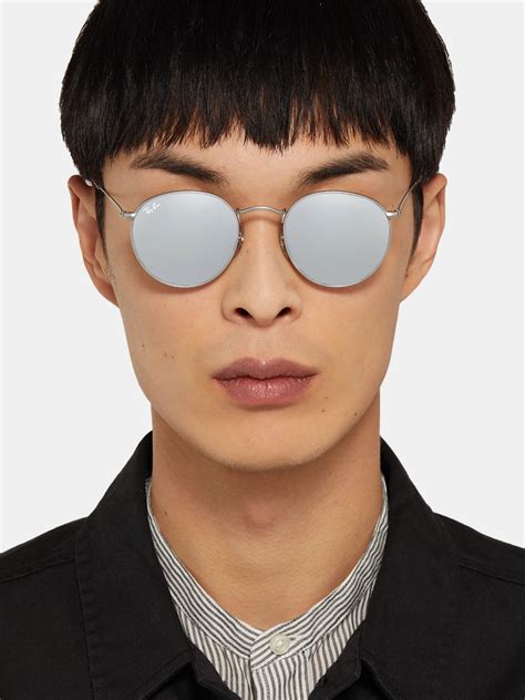 round frame reflective sunglasses